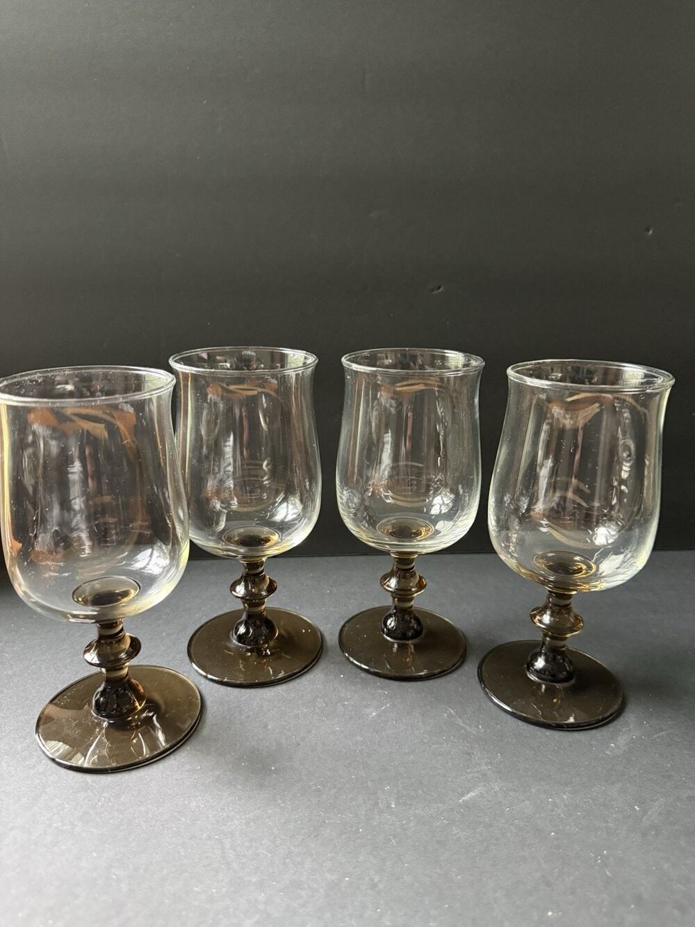 Libbey Tulip Tawny Brown Glass Vintage 1960s Tulip Wine Glass MCM Barware Retro